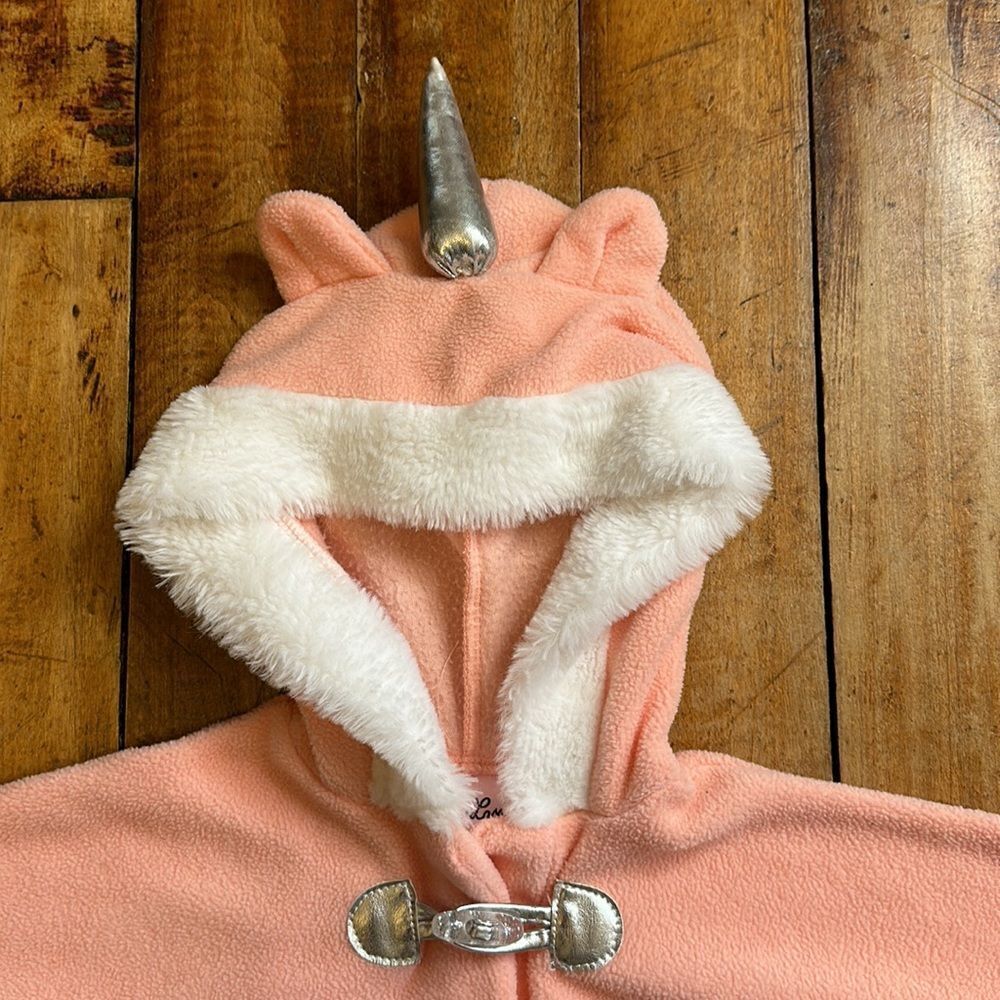 Little Lass Poncho 12 months fleece Unicorn Poncho pink spring faux fur - Picture 3 of 6